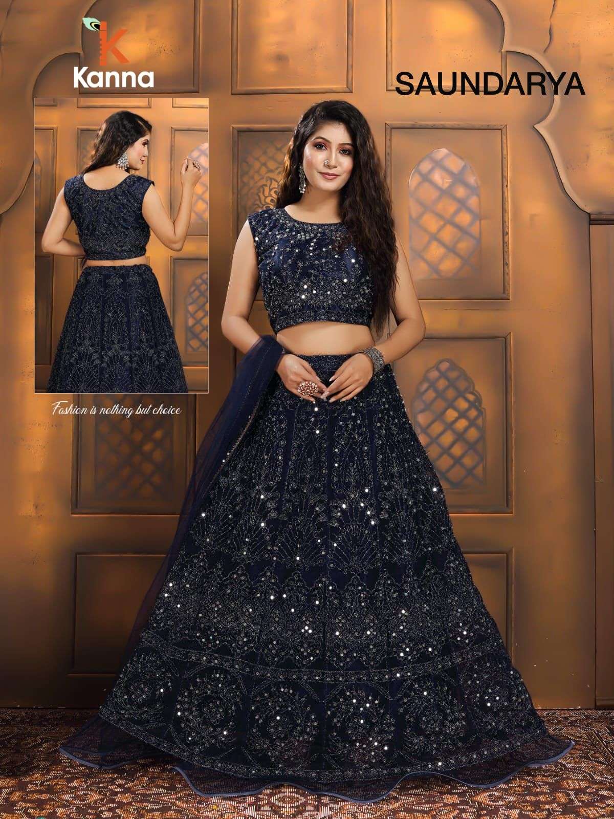SAUNDARYA BY KANNA 01 TO 06 SERIES DESIGNER BEAUTIFUL NAVRATRI COLLECTION OCCASIONAL WEAR & PARTY WEAR HEAVY NET LEHENGAS AT WHOLESALE PRICE
