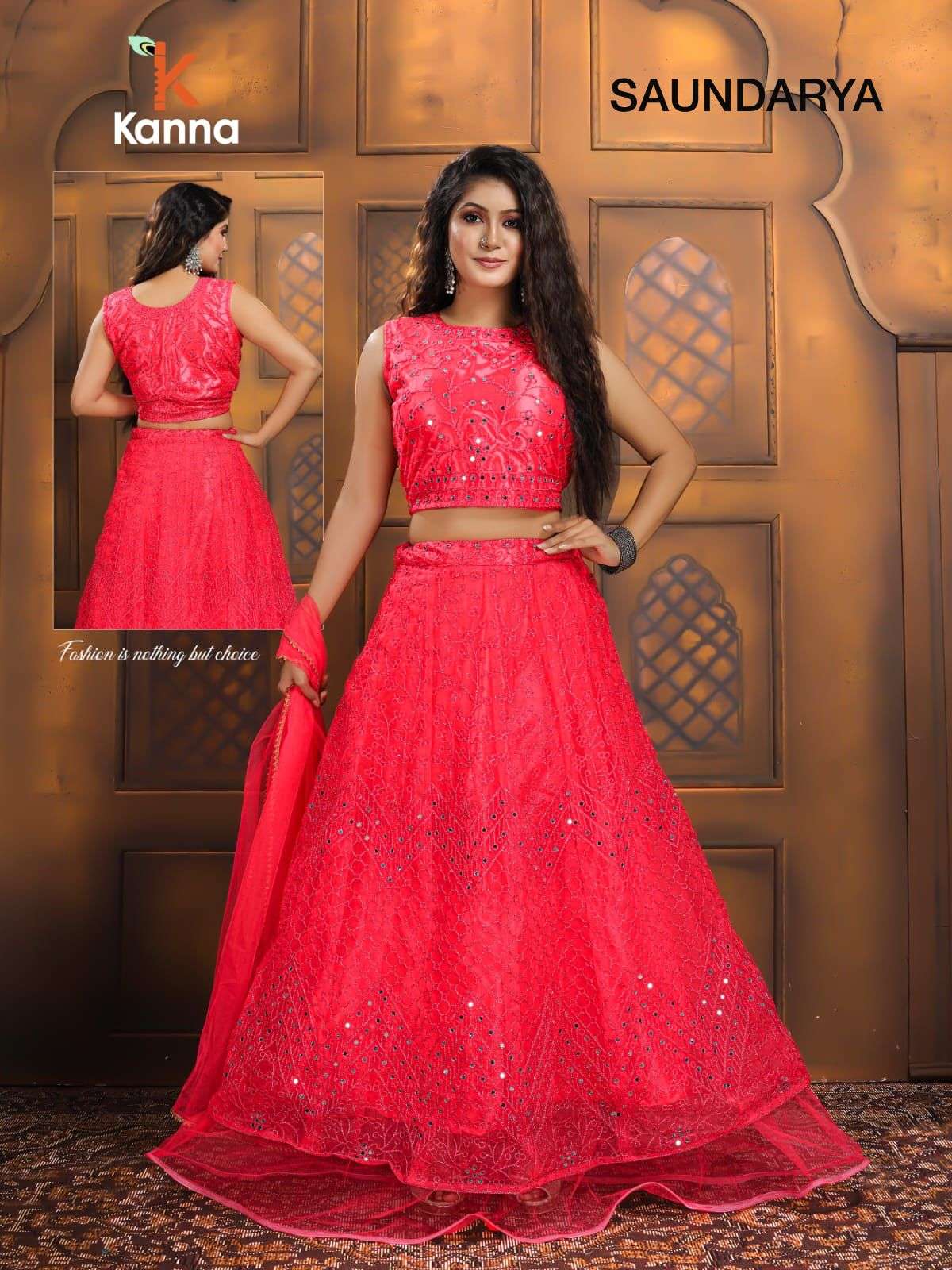 SAUNDARYA BY KANNA 01 TO 06 SERIES DESIGNER BEAUTIFUL NAVRATRI COLLECTION OCCASIONAL WEAR & PARTY WEAR HEAVY NET LEHENGAS AT WHOLESALE PRICE