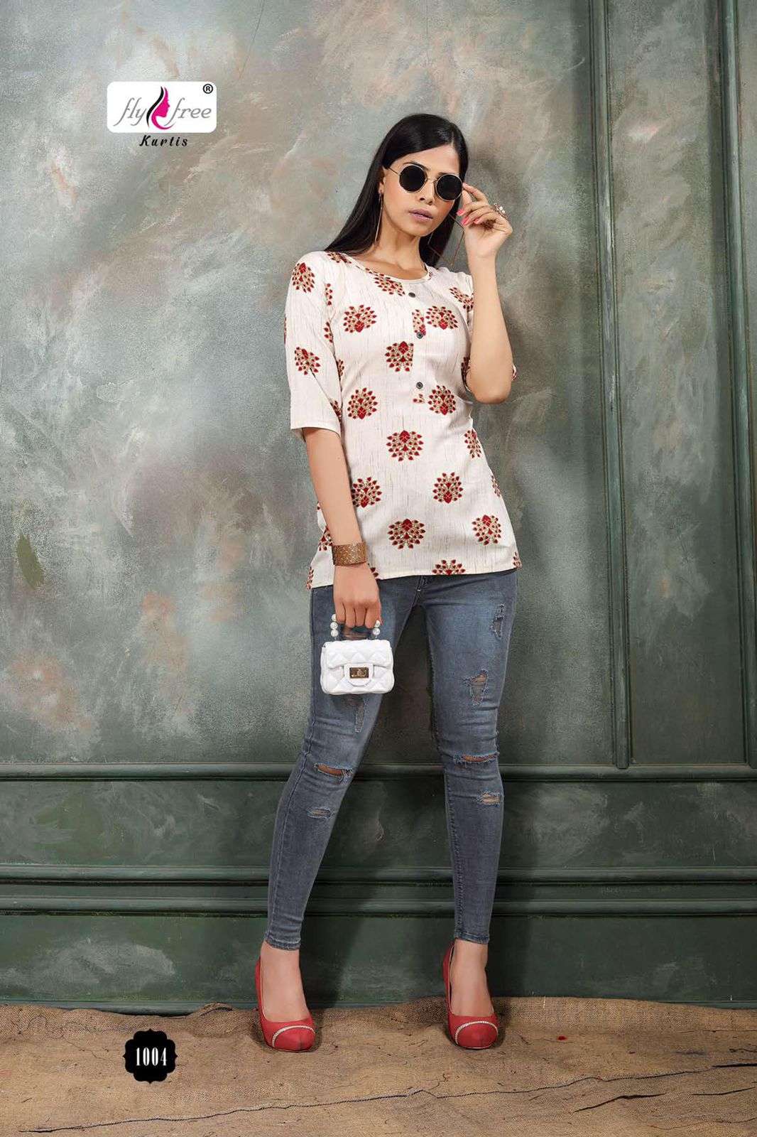 FOLK VOL-8 BY FLY FREE 1001 TO 1014 SERIES BEAUTIFUL STYLISH FANCY COLORFUL CASUAL WEAR & ETHNIC WEAR HEAVY RAYON PRINT TOPS AT WHOLESALE PRICE