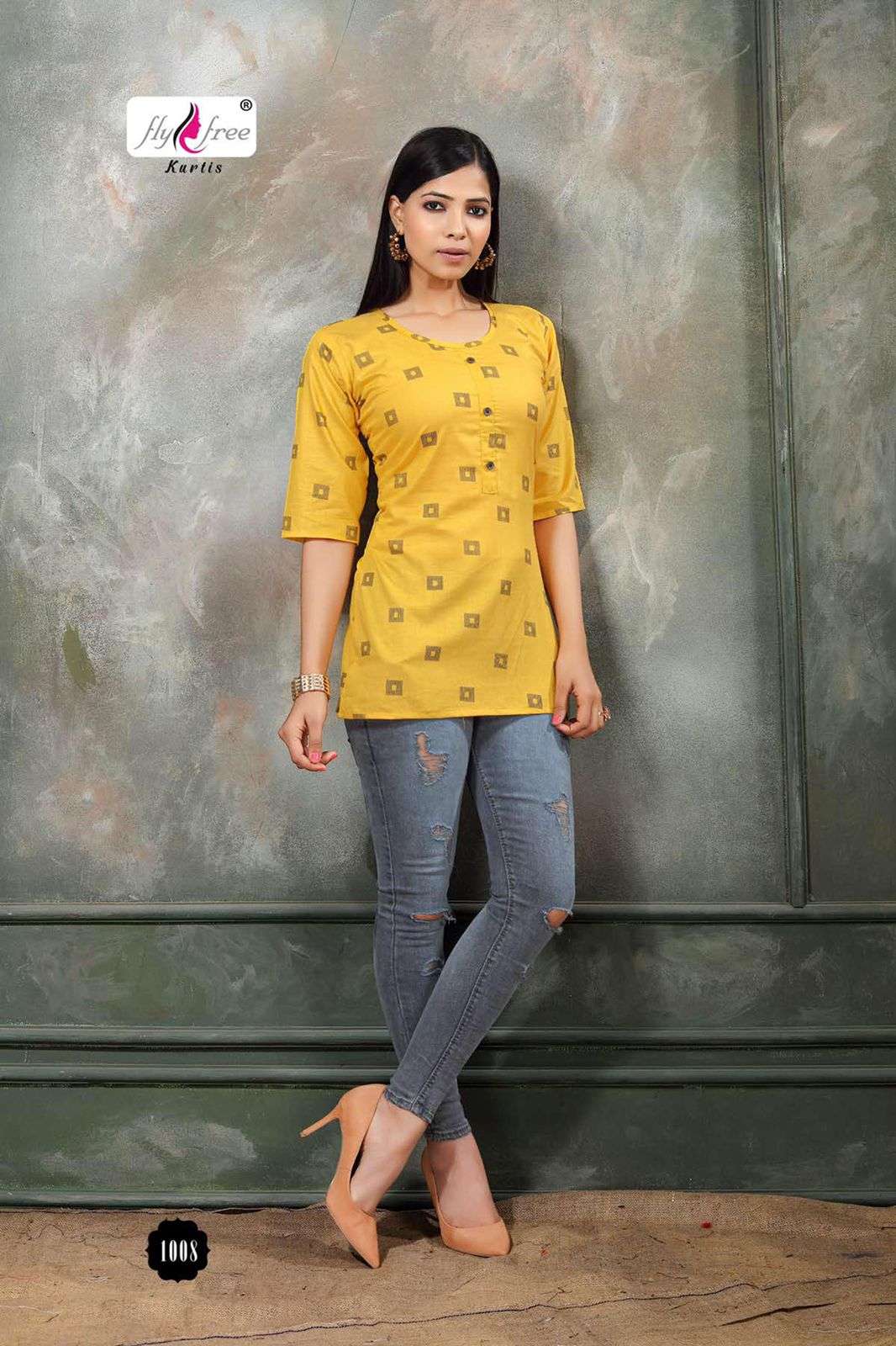 FOLK VOL-8 BY FLY FREE 1001 TO 1014 SERIES BEAUTIFUL STYLISH FANCY COLORFUL CASUAL WEAR & ETHNIC WEAR HEAVY RAYON PRINT TOPS AT WHOLESALE PRICE