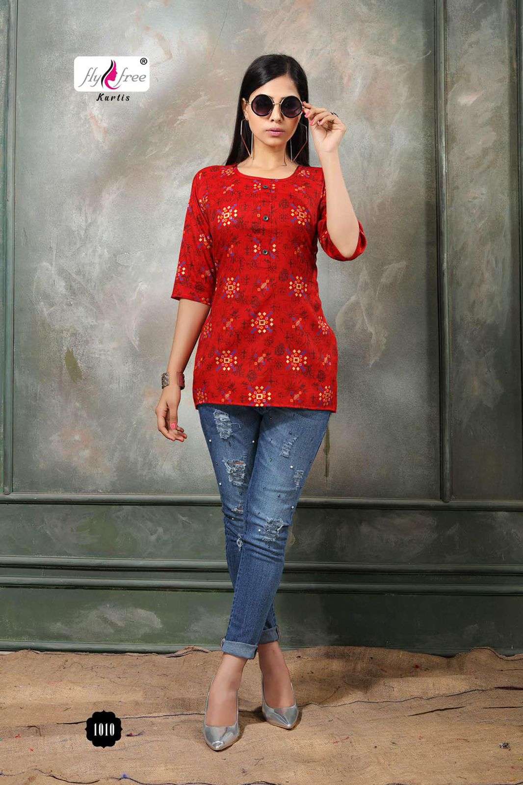 FOLK VOL-8 BY FLY FREE 1001 TO 1014 SERIES BEAUTIFUL STYLISH FANCY COLORFUL CASUAL WEAR & ETHNIC WEAR HEAVY RAYON PRINT TOPS AT WHOLESALE PRICE
