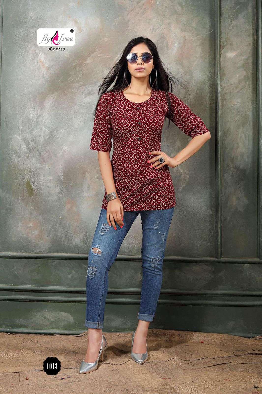 FOLK VOL-8 BY FLY FREE 1001 TO 1014 SERIES BEAUTIFUL STYLISH FANCY COLORFUL CASUAL WEAR & ETHNIC WEAR HEAVY RAYON PRINT TOPS AT WHOLESALE PRICE