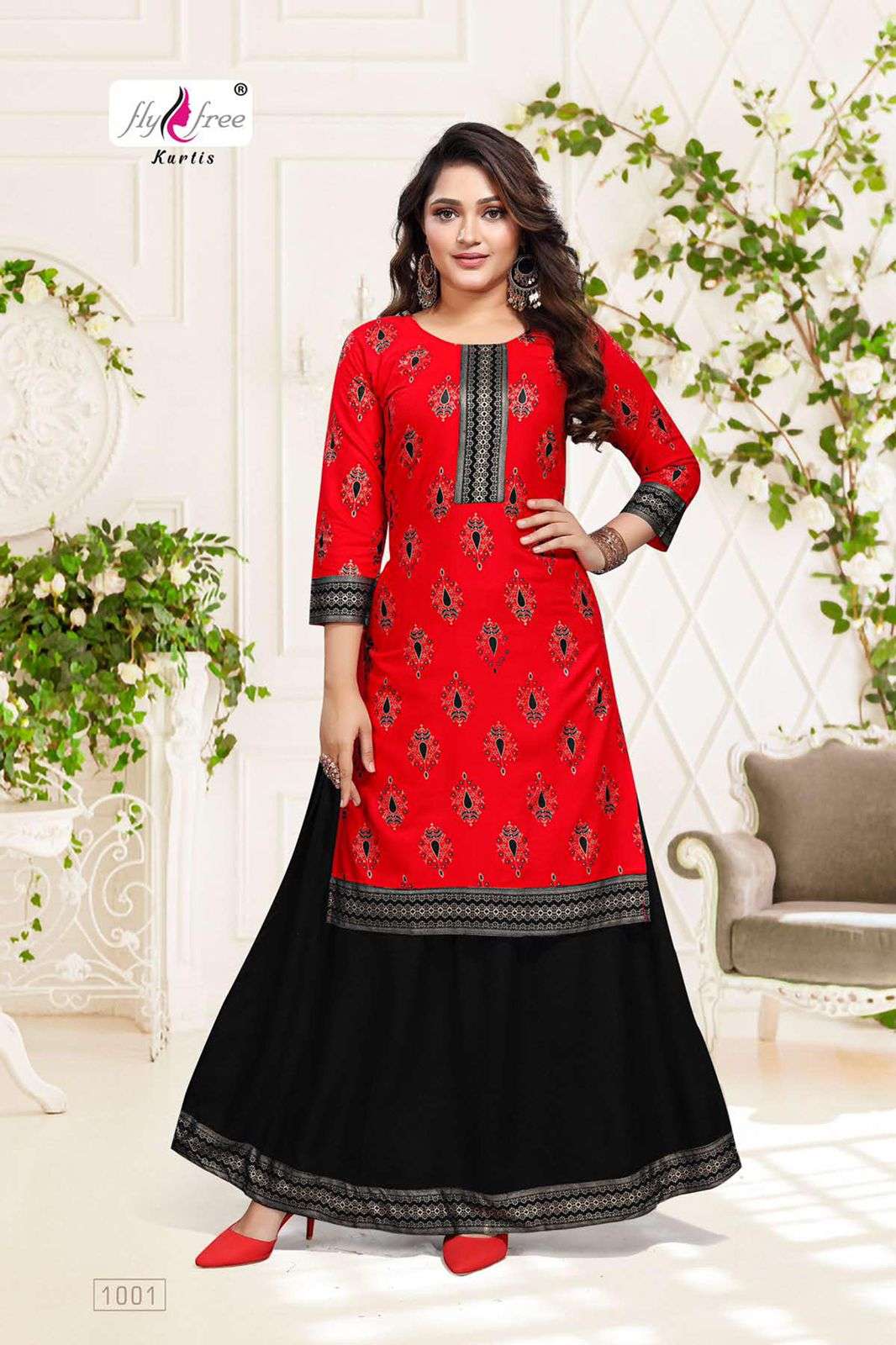 KRITIKA BY FLY FREE 1001 TO 1006 SERIES DESIGNER STYLISH FANCY COLORFUL BEAUTIFUL PARTY WEAR & ETHNIC WEAR COLLECTION RAYON KURTIS WITH BOTTOM AT WHOLESALE PRICE