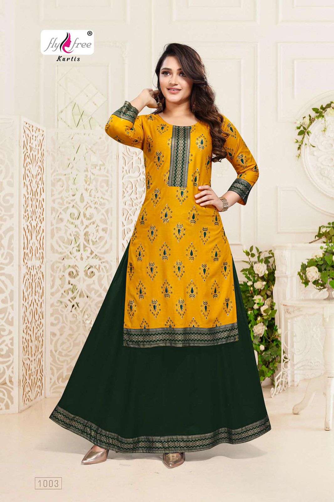 KRITIKA BY FLY FREE 1001 TO 1006 SERIES DESIGNER STYLISH FANCY COLORFUL BEAUTIFUL PARTY WEAR & ETHNIC WEAR COLLECTION RAYON KURTIS WITH BOTTOM AT WHOLESALE PRICE