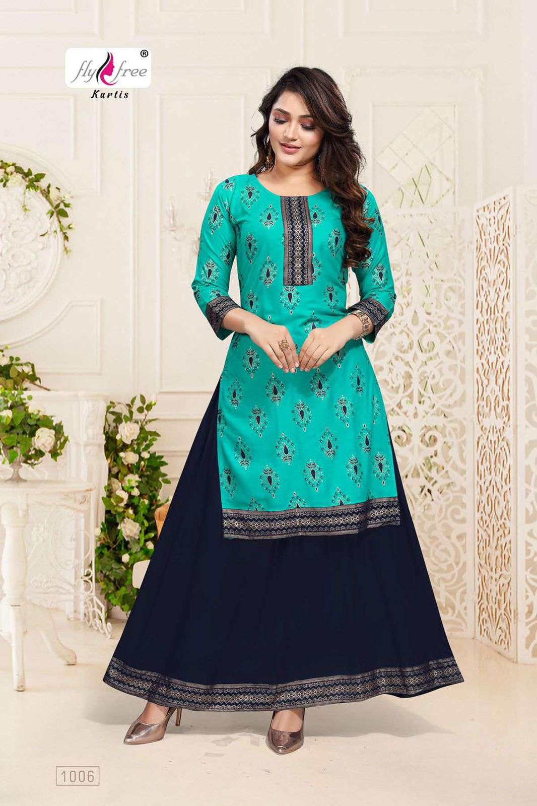 KRITIKA BY FLY FREE 1001 TO 1006 SERIES DESIGNER STYLISH FANCY COLORFUL BEAUTIFUL PARTY WEAR & ETHNIC WEAR COLLECTION RAYON KURTIS WITH BOTTOM AT WHOLESALE PRICE