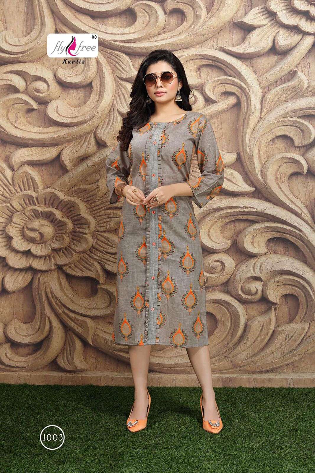 RANJHANA BY FLY FREE 1001 TO 1007 SERIES DESIGNER STYLISH FANCY COLORFUL BEAUTIFUL PARTY WEAR & ETHNIC WEAR COLLECTION COTTON PRINT KURTIS AT WHOLESALE PRICE