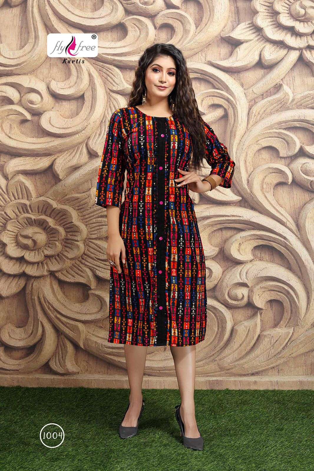RANJHANA BY FLY FREE 1001 TO 1007 SERIES DESIGNER STYLISH FANCY COLORFUL BEAUTIFUL PARTY WEAR & ETHNIC WEAR COLLECTION COTTON PRINT KURTIS AT WHOLESALE PRICE