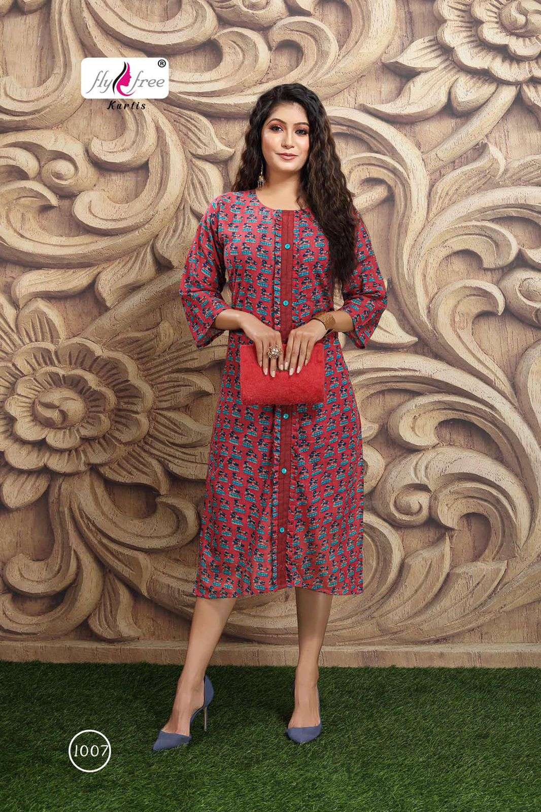RANJHANA BY FLY FREE 1001 TO 1007 SERIES DESIGNER STYLISH FANCY COLORFUL BEAUTIFUL PARTY WEAR & ETHNIC WEAR COLLECTION COTTON PRINT KURTIS AT WHOLESALE PRICE