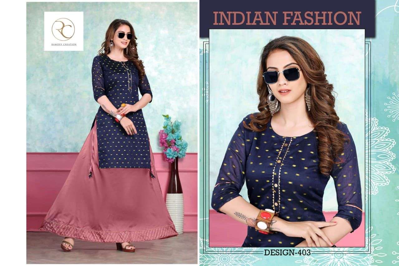 SILKY QUEEN BY RC 401 TO 408 SERIES DESIGNER STYLISH FANCY COLORFUL BEAUTIFUL PARTY WEAR & ETHNIC WEAR COLLECTION CHANDERI SILK KURTIS WITH BOTTOM AT WHOLESALE PRICE