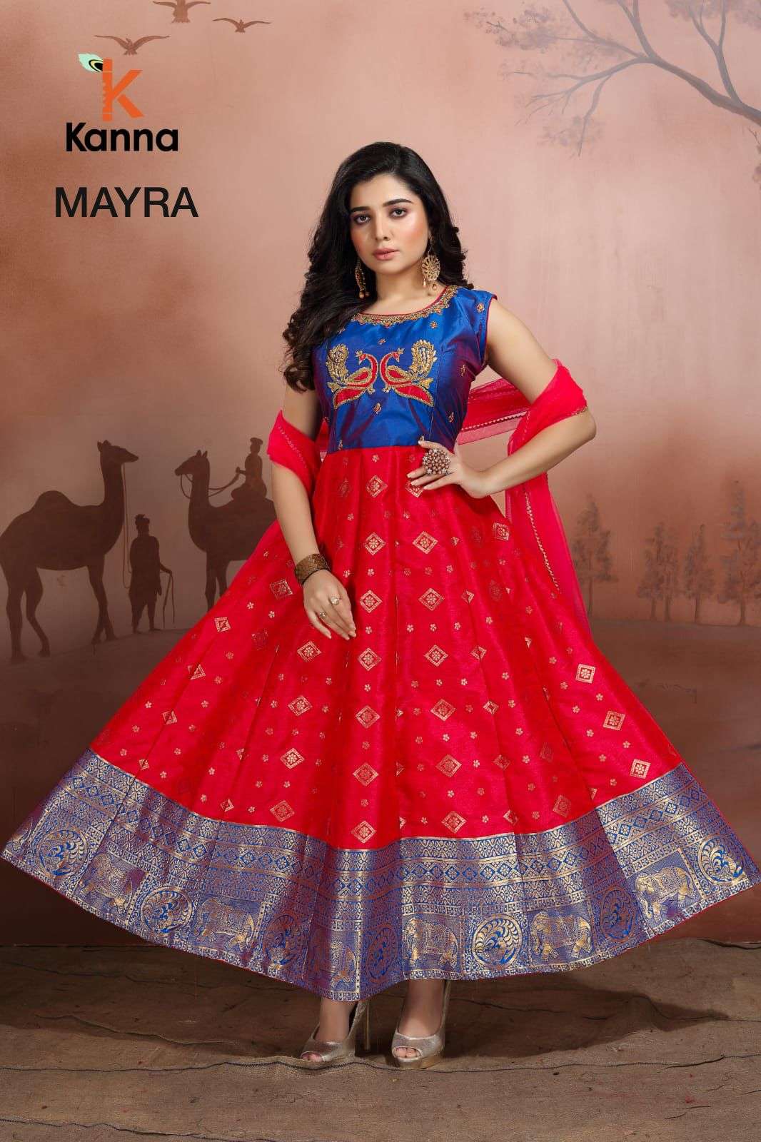 MAYRA BY KANNA 01 TO 08 SERIES DESIGNER STYLISH FANCY COLORFUL BEAUTIFUL PARTY WEAR & ETHNIC WEAR COLLECTION HEAVY JACQUARD GOWNS WITH DUPATTA AT WHOLESALE PRICE