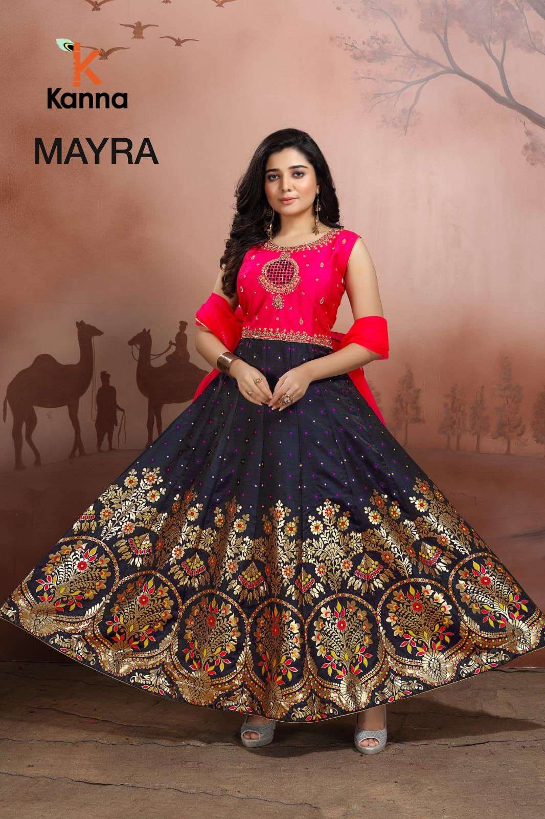 MAYRA BY KANNA 01 TO 08 SERIES DESIGNER STYLISH FANCY COLORFUL BEAUTIFUL PARTY WEAR & ETHNIC WEAR COLLECTION HEAVY JACQUARD GOWNS WITH DUPATTA AT WHOLESALE PRICE