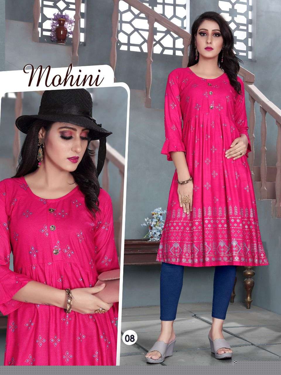 MOHINI VOL-3 BY AAGYA 01 TO 10 SERIES DESIGNER STYLISH FANCY COLORFUL BEAUTIFUL PARTY WEAR & ETHNIC WEAR COLLECTION RAYON GOLD PRINT KURTIS AT WHOLESALE PRICE