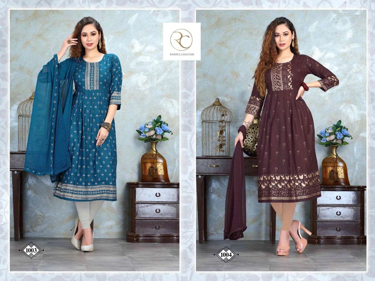 DHADAK VOL-2 BY RC 1001 TO 1008 SERIES DESIGNER STYLISH FANCY COLORFUL BEAUTIFUL PARTY WEAR & ETHNIC WEAR COLLECTION RAYON PRINT KURTIS WITH DUPATTA AT WHOLESALE PRICE