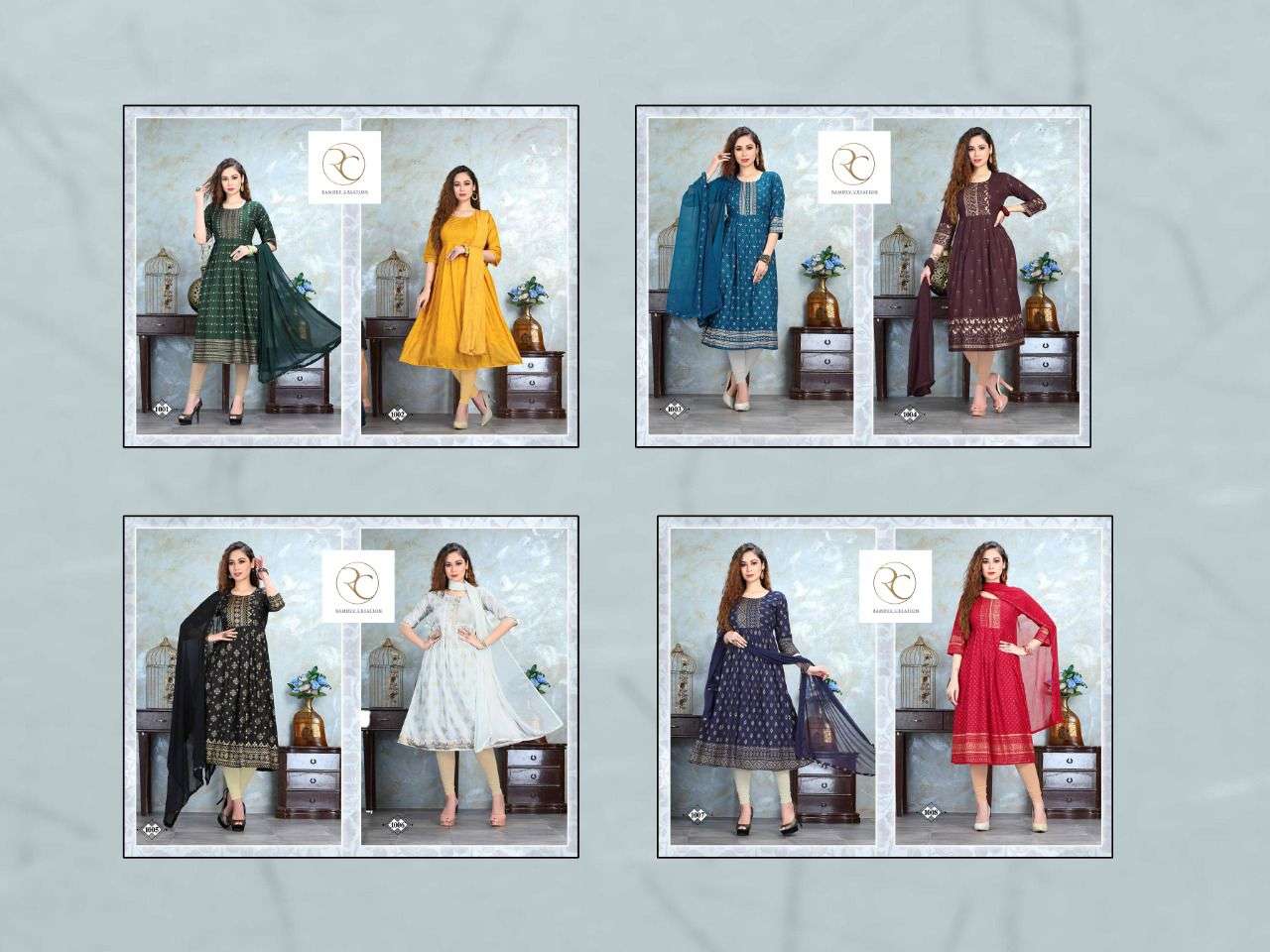 DHADAK VOL-2 BY RC 1001 TO 1008 SERIES DESIGNER STYLISH FANCY COLORFUL BEAUTIFUL PARTY WEAR & ETHNIC WEAR COLLECTION RAYON PRINT KURTIS WITH DUPATTA AT WHOLESALE PRICE