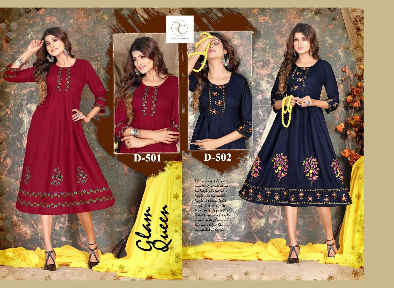 MOMENT BY RC 501 TO 508 SERIES DESIGNER STYLISH FANCY COLORFUL BEAUTIFUL PARTY WEAR & ETHNIC WEAR COLLECTION RAYON EMBROIDERY KURTIS AT WHOLESALE PRICE