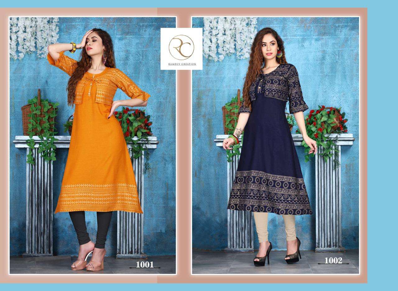 SRIVALI BY RC 1001 TO 1008 SERIES DESIGNER STYLISH FANCY COLORFUL BEAUTIFUL PARTY WEAR & ETHNIC WEAR COLLECTION RAYON SLUB PRINT KURTIS AT WHOLESALE PRICE