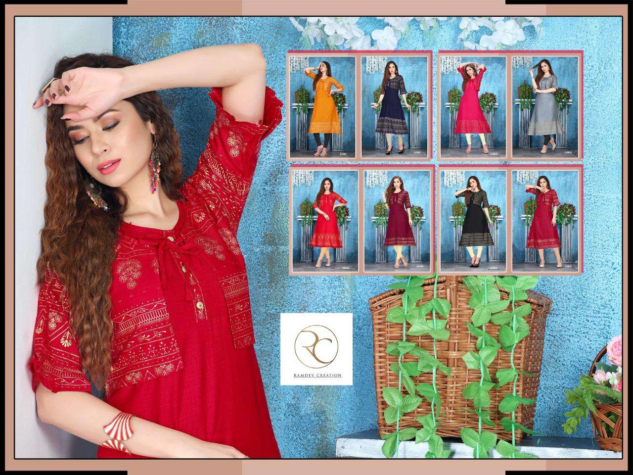 SRIVALI BY RC 1001 TO 1008 SERIES DESIGNER STYLISH FANCY COLORFUL BEAUTIFUL PARTY WEAR & ETHNIC WEAR COLLECTION RAYON SLUB PRINT KURTIS AT WHOLESALE PRICE