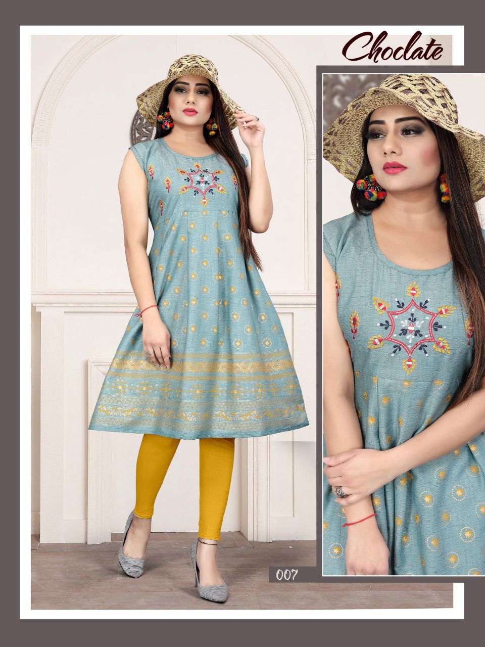 CHOCLATE BY AAGYA 001 TO 008 SERIES DESIGNER STYLISH FANCY COLORFUL BEAUTIFUL PARTY WEAR & ETHNIC WEAR COLLECTION RAYON TWO TONE KURTIS AT WHOLESALE PRICE