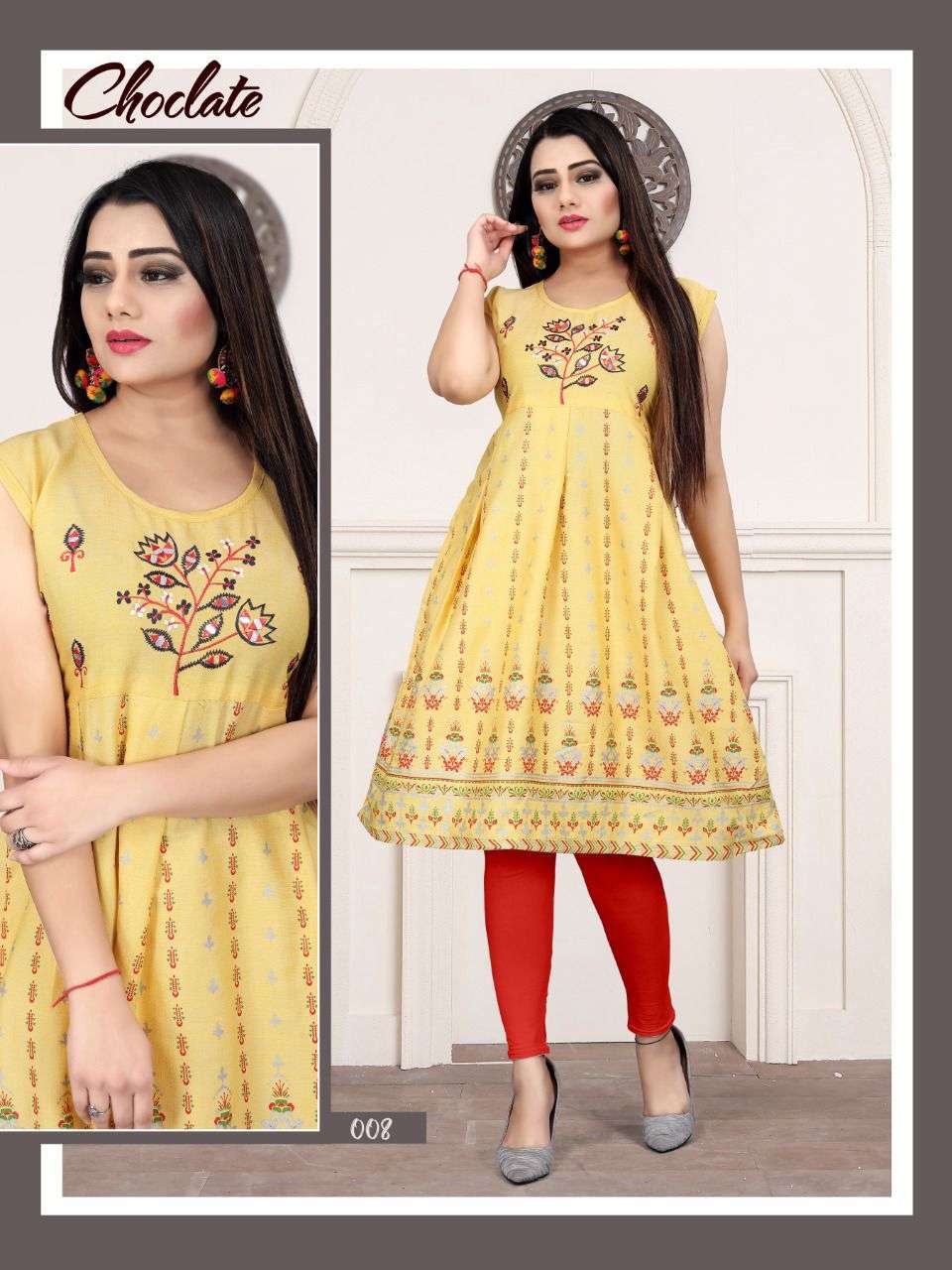 CHOCLATE BY AAGYA 001 TO 008 SERIES DESIGNER STYLISH FANCY COLORFUL BEAUTIFUL PARTY WEAR & ETHNIC WEAR COLLECTION RAYON TWO TONE KURTIS AT WHOLESALE PRICE