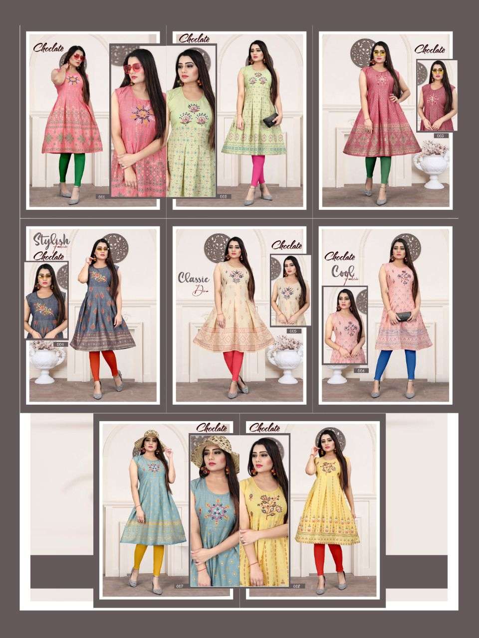 CHOCLATE BY AAGYA 001 TO 008 SERIES DESIGNER STYLISH FANCY COLORFUL BEAUTIFUL PARTY WEAR & ETHNIC WEAR COLLECTION RAYON TWO TONE KURTIS AT WHOLESALE PRICE
