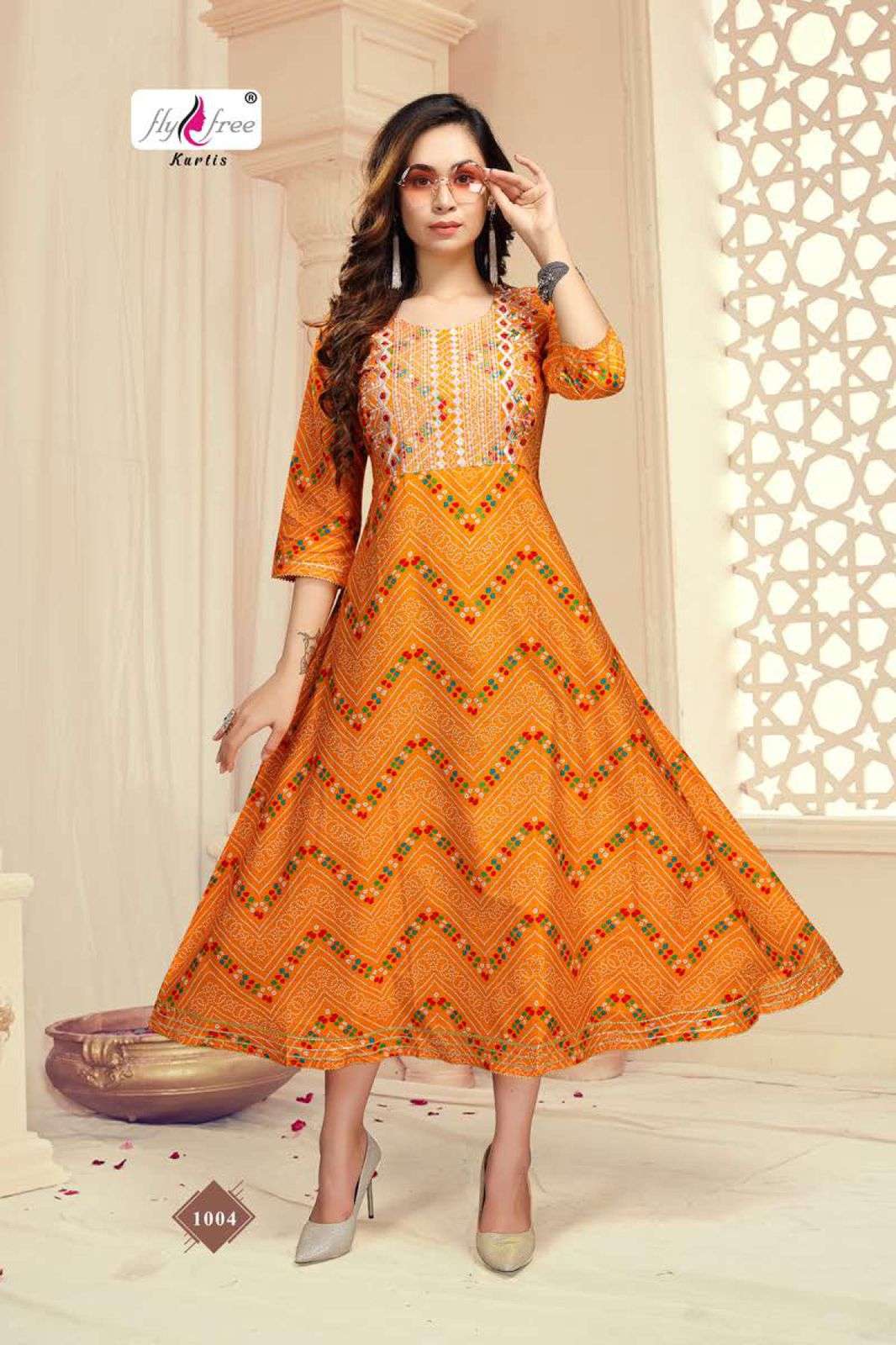 SENORITA BY FLY FREE 1001 TO 1008 SERIES DESIGNER STYLISH FANCY COLORFUL BEAUTIFUL PARTY WEAR & ETHNIC WEAR COLLECTION COTTON PRINT KURTIS AT WHOLESALE PRICE