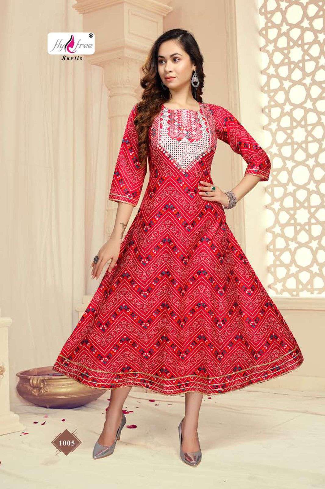 SENORITA BY FLY FREE 1001 TO 1008 SERIES DESIGNER STYLISH FANCY COLORFUL BEAUTIFUL PARTY WEAR & ETHNIC WEAR COLLECTION COTTON PRINT KURTIS AT WHOLESALE PRICE