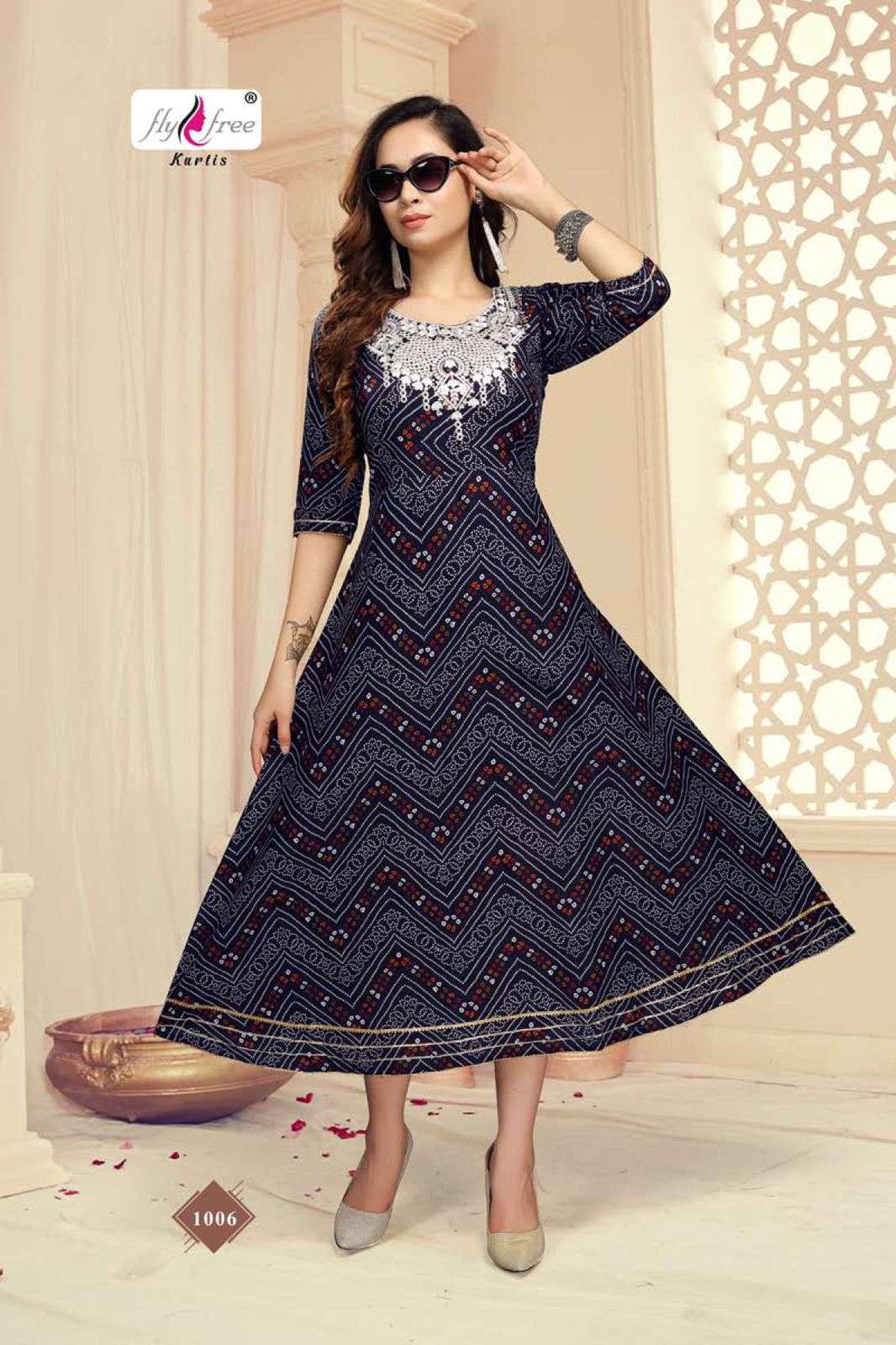 SENORITA BY FLY FREE 1001 TO 1008 SERIES DESIGNER STYLISH FANCY COLORFUL BEAUTIFUL PARTY WEAR & ETHNIC WEAR COLLECTION COTTON PRINT KURTIS AT WHOLESALE PRICE