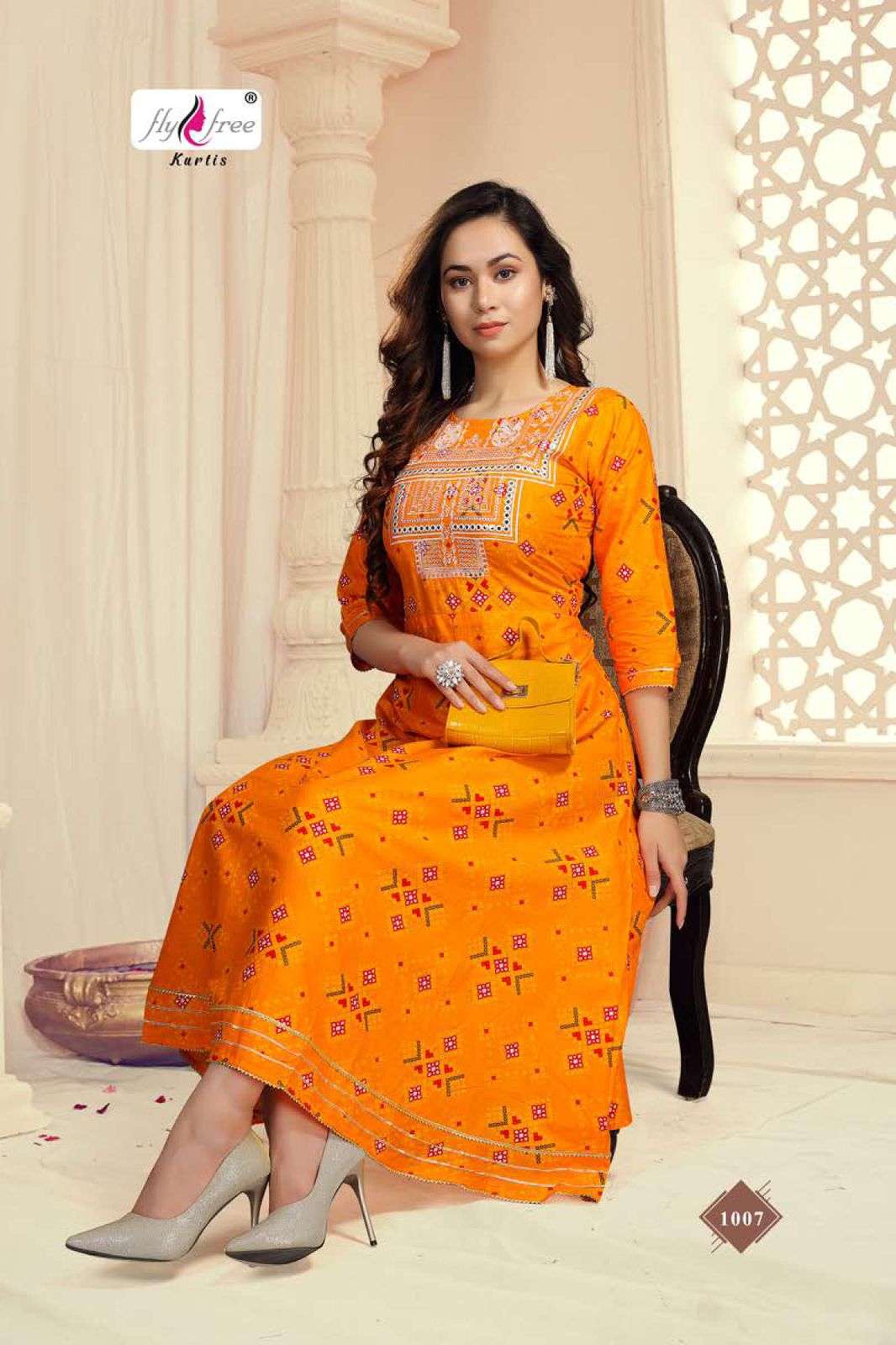 SENORITA BY FLY FREE 1001 TO 1008 SERIES DESIGNER STYLISH FANCY COLORFUL BEAUTIFUL PARTY WEAR & ETHNIC WEAR COLLECTION COTTON PRINT KURTIS AT WHOLESALE PRICE
