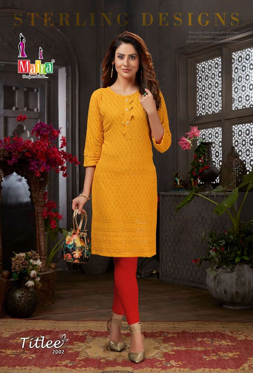 TITLEE VOL-2 BY MAIRA 2001 TO 2008 SERIES DESIGNER STYLISH FANCY COLORFUL BEAUTIFUL PARTY WEAR & ETHNIC WEAR COLLECTION HEAVY RAYON EMBROIDERY KURTIS AT WHOLESALE PRICE