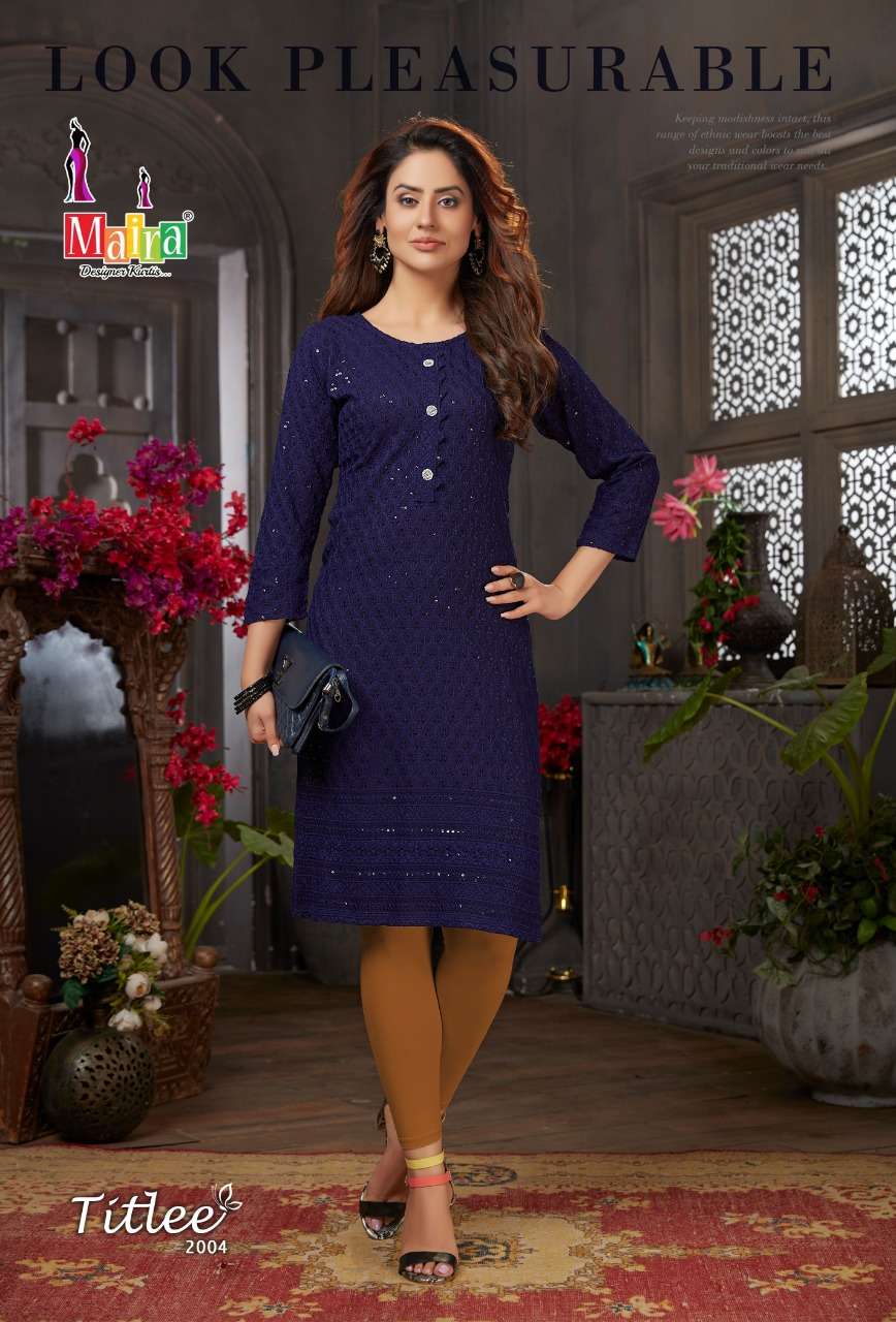 TITLEE VOL-2 BY MAIRA 2001 TO 2008 SERIES DESIGNER STYLISH FANCY COLORFUL BEAUTIFUL PARTY WEAR & ETHNIC WEAR COLLECTION HEAVY RAYON EMBROIDERY KURTIS AT WHOLESALE PRICE