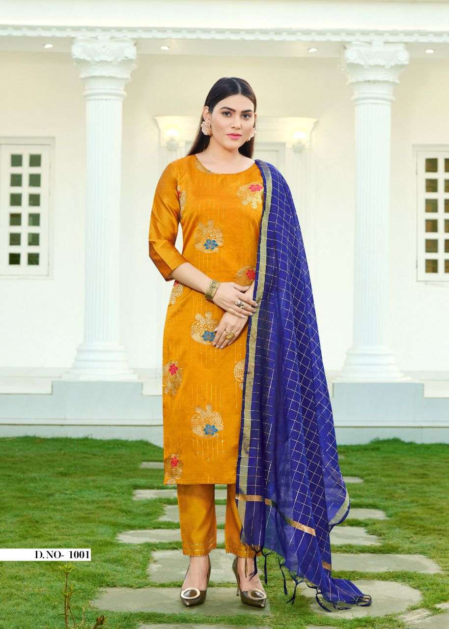 REEWA BY VREDE VOGEL 1001 TO 1009 SERIES BEAUTIFUL SUITS COLORFUL STYLISH FANCY CASUAL WEAR & ETHNIC WEAR HEAVY SILK DRESSES AT WHOLESALE PRICE