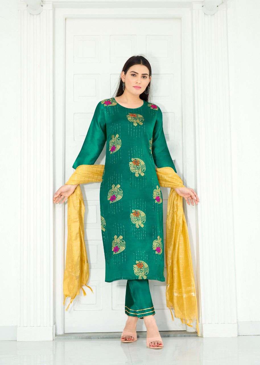 REEWA BY VREDE VOGEL 1001 TO 1009 SERIES BEAUTIFUL SUITS COLORFUL STYLISH FANCY CASUAL WEAR & ETHNIC WEAR HEAVY SILK DRESSES AT WHOLESALE PRICE