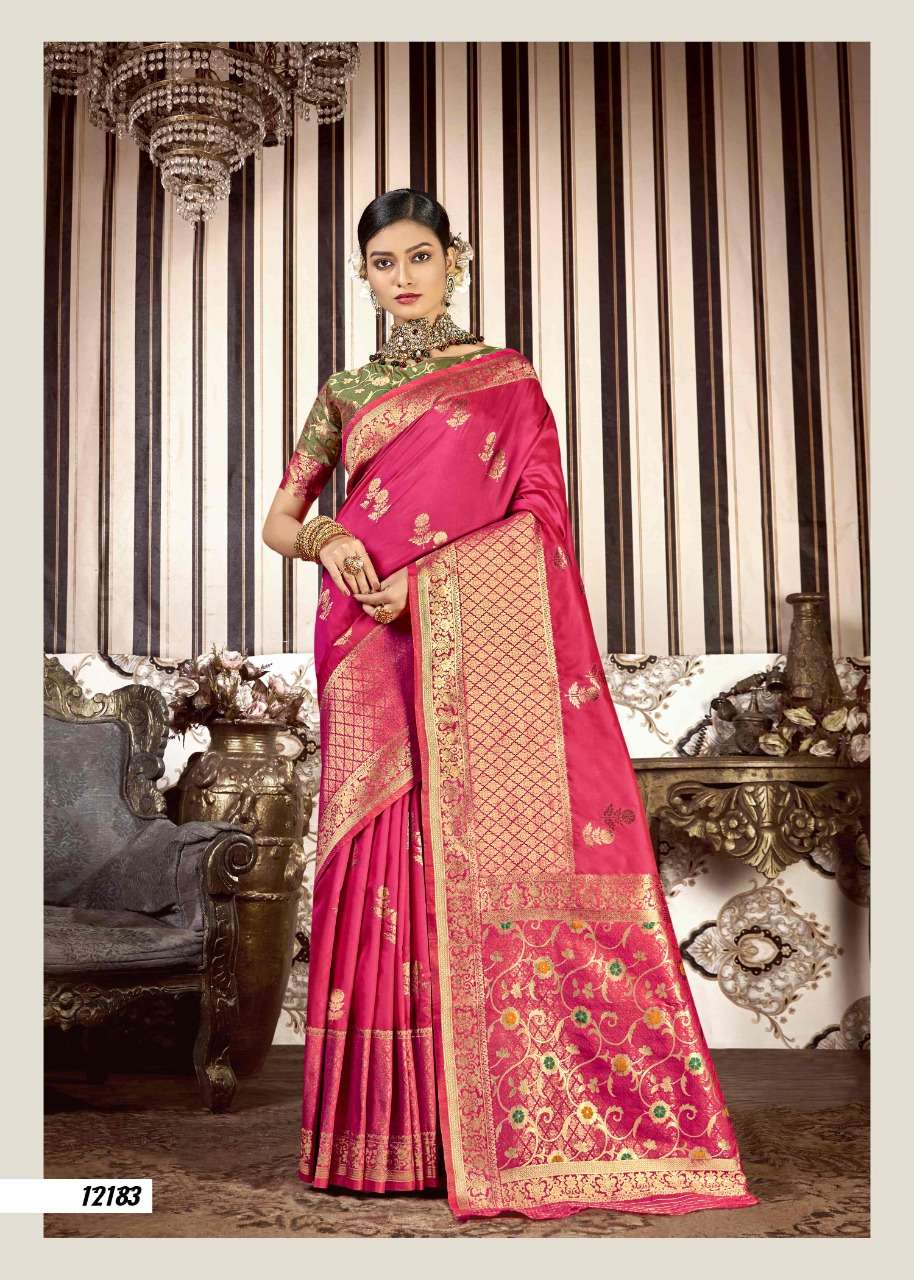 ADHYATAM BY SHAKUNT 12181 TO 12186 SERIES INDIAN TRADITIONAL WEAR COLLECTION BEAUTIFUL STYLISH FANCY COLORFUL PARTY WEAR & OCCASIONAL WEAR SOFT SILK SAREES AT WHOLESALE PRICE
