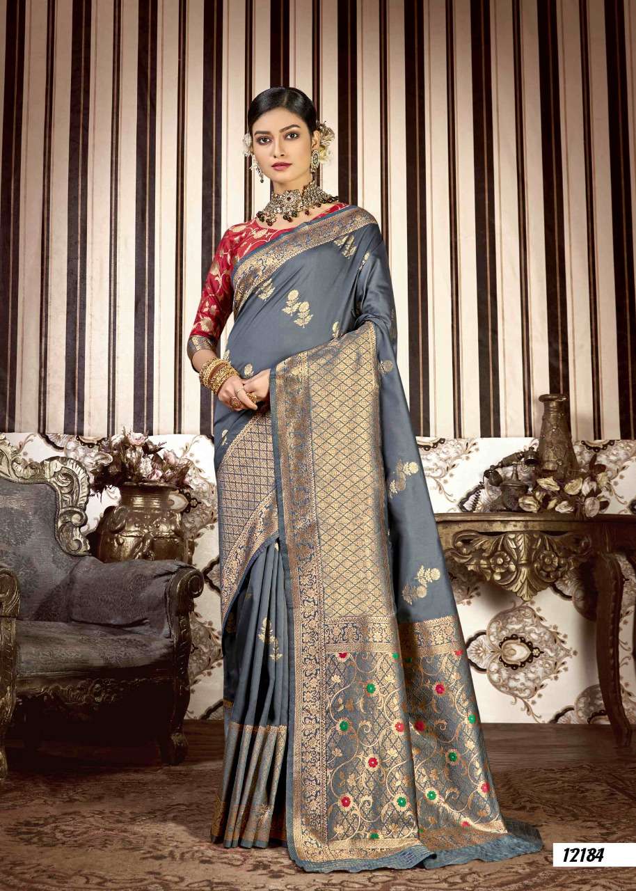 ADHYATAM BY SHAKUNT 12181 TO 12186 SERIES INDIAN TRADITIONAL WEAR COLLECTION BEAUTIFUL STYLISH FANCY COLORFUL PARTY WEAR & OCCASIONAL WEAR SOFT SILK SAREES AT WHOLESALE PRICE