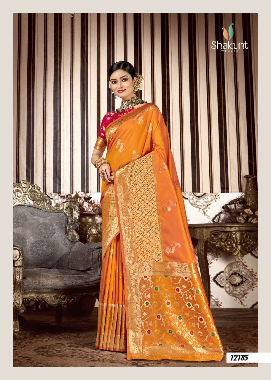 ADHYATAM BY SHAKUNT 12181 TO 12186 SERIES INDIAN TRADITIONAL WEAR COLLECTION BEAUTIFUL STYLISH FANCY COLORFUL PARTY WEAR & OCCASIONAL WEAR SOFT SILK SAREES AT WHOLESALE PRICE