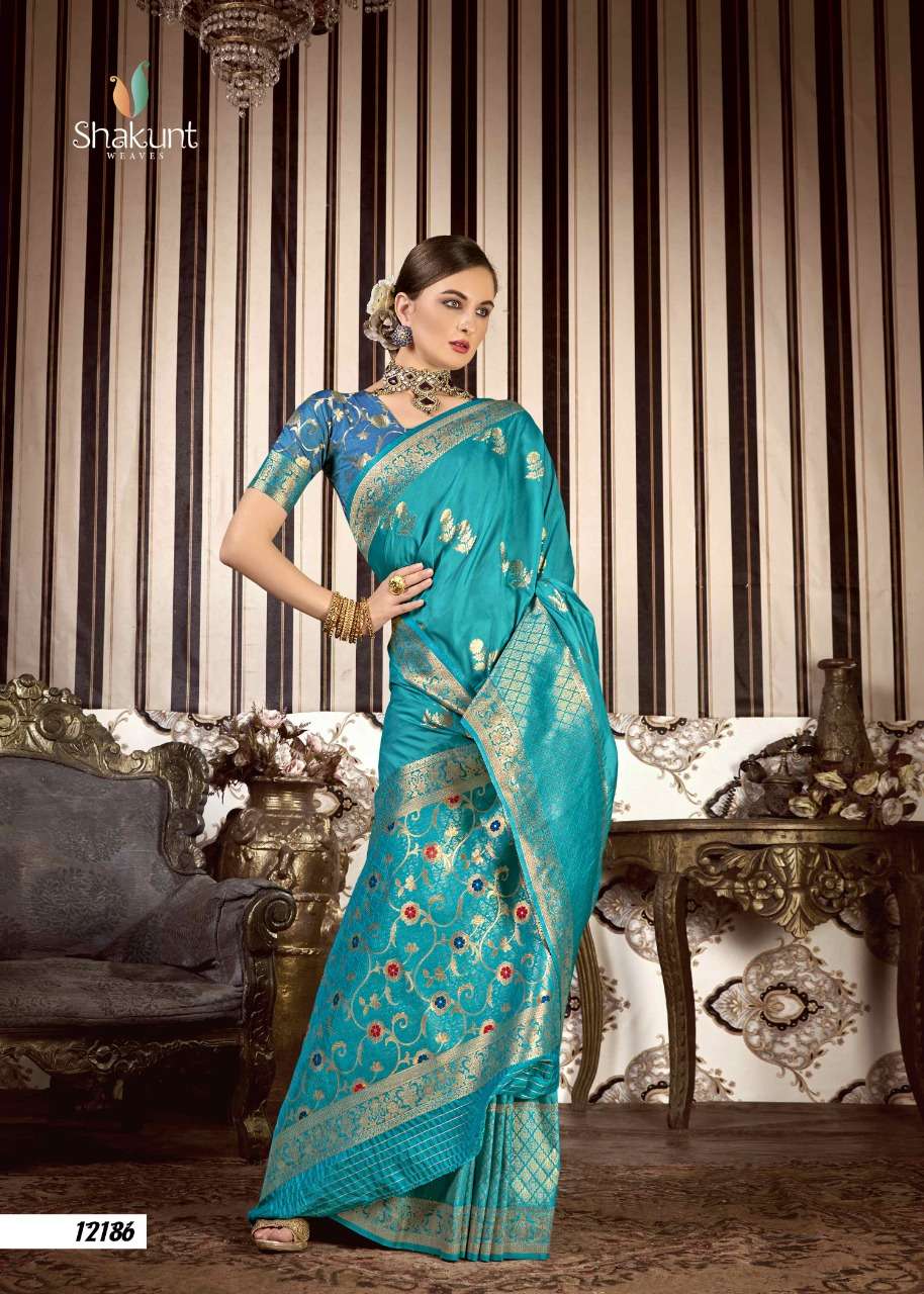ADHYATAM BY SHAKUNT 12181 TO 12186 SERIES INDIAN TRADITIONAL WEAR COLLECTION BEAUTIFUL STYLISH FANCY COLORFUL PARTY WEAR & OCCASIONAL WEAR SOFT SILK SAREES AT WHOLESALE PRICE