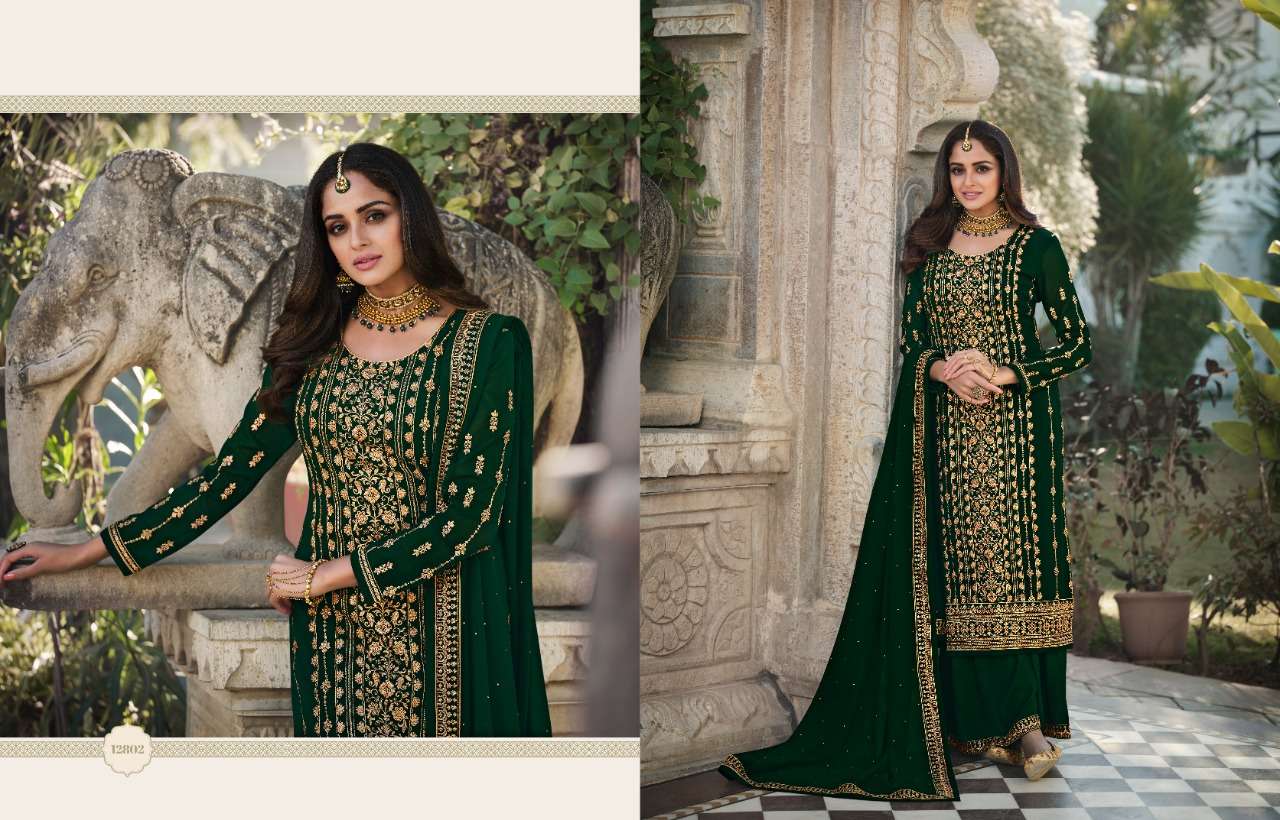 GULNAAZ BY ZISA 12801 TO 12806 SERIES BEAUTIFUL STYLISH SHARARA SUITS FANCY COLORFUL CASUAL WEAR & ETHNIC WEAR & READY TO WEAR BLOOMING GEORGETTE DRESSES AT WHOLESALE PRICE