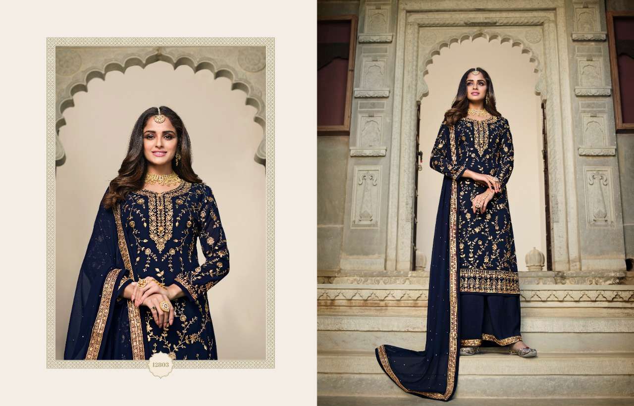 GULNAAZ BY ZISA 12801 TO 12806 SERIES BEAUTIFUL STYLISH SHARARA SUITS FANCY COLORFUL CASUAL WEAR & ETHNIC WEAR & READY TO WEAR BLOOMING GEORGETTE DRESSES AT WHOLESALE PRICE