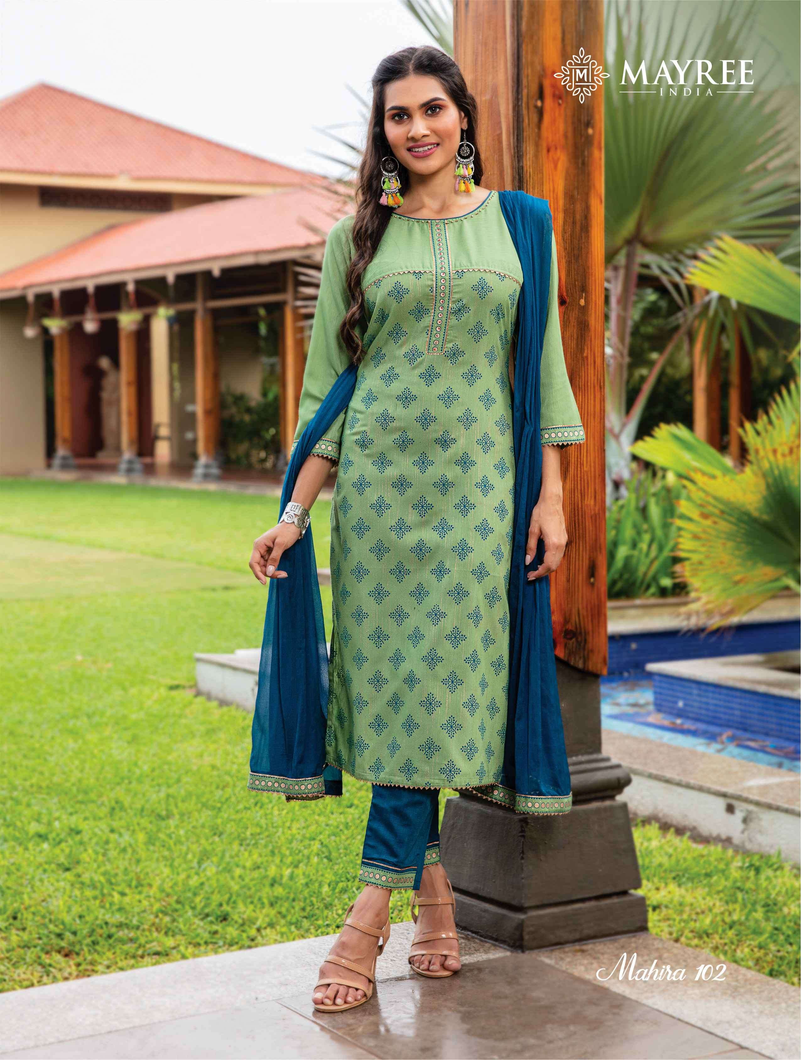 MAHIRA BY MAYREE 1001 TO 1008 SERIES BEAUTIFUL SUITS COLORFUL STYLISH FANCY CASUAL WEAR & ETHNIC WEAR HEAVY RAYON WITH WORK DRESSES AT WHOLESALE PRICE
