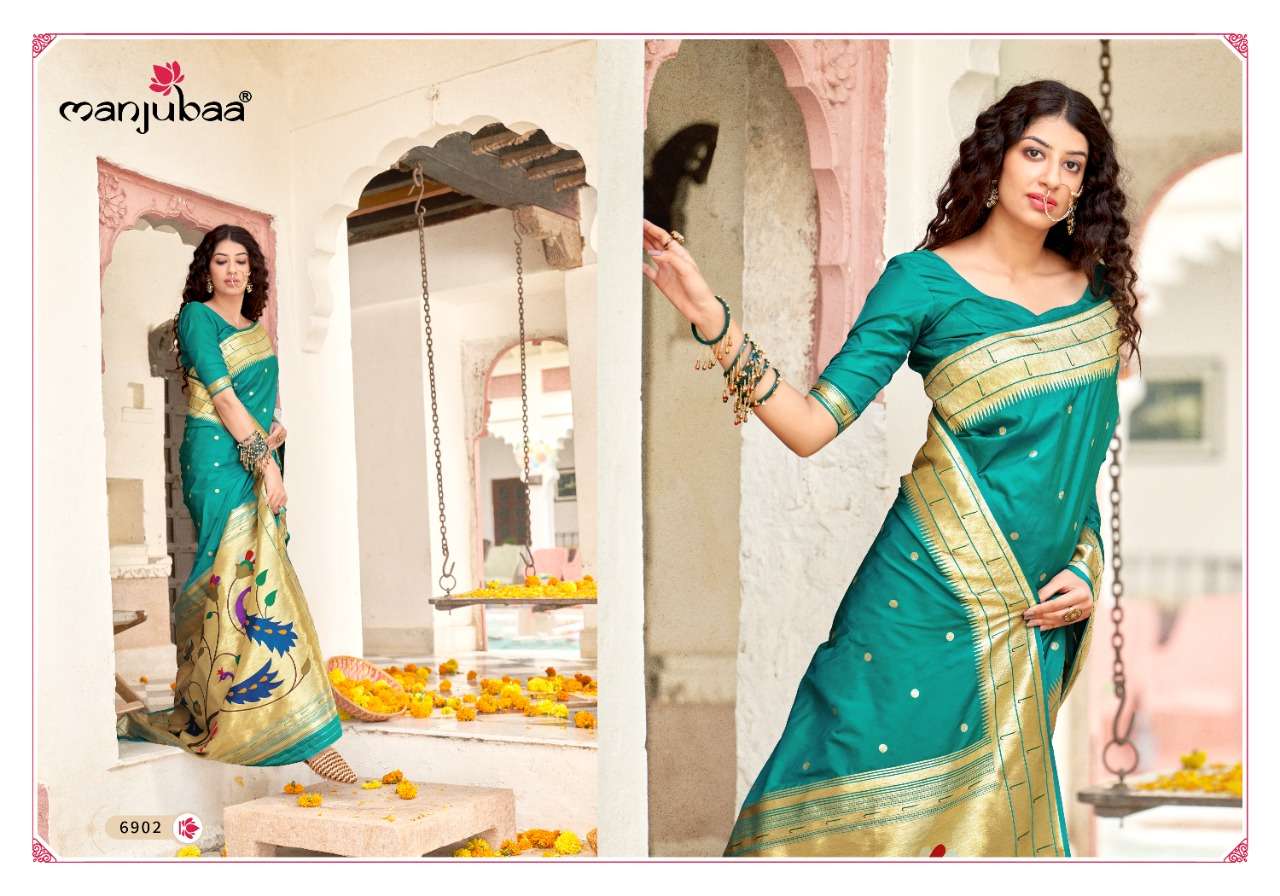 MADHUSHALA PAITHANI BY MANJUBAA CLOTHING 6901 TO 6908 SERIES INDIAN TRADITIONAL WEAR COLLECTION BEAUTIFUL STYLISH FANCY COLORFUL PARTY WEAR & OCCASIONAL WEAR FANCY SAREES AT WHOLESALE PRICE