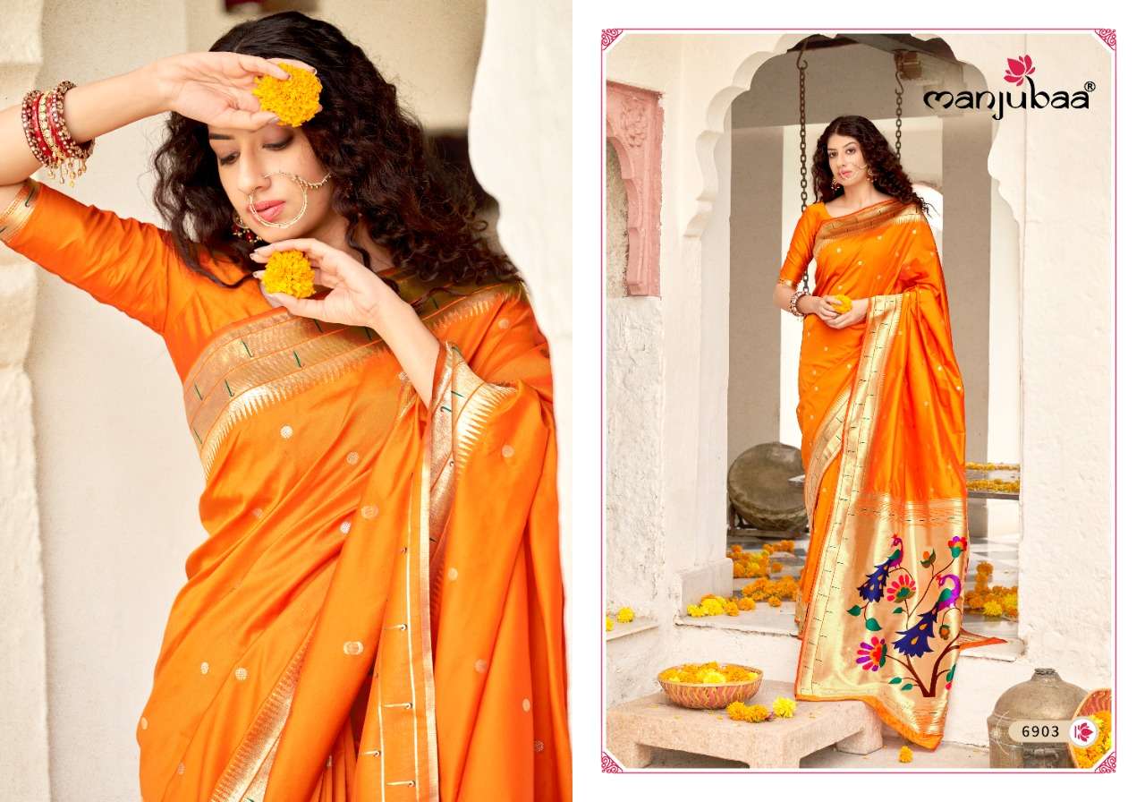 MADHUSHALA PAITHANI BY MANJUBAA CLOTHING 6901 TO 6908 SERIES INDIAN TRADITIONAL WEAR COLLECTION BEAUTIFUL STYLISH FANCY COLORFUL PARTY WEAR & OCCASIONAL WEAR FANCY SAREES AT WHOLESALE PRICE