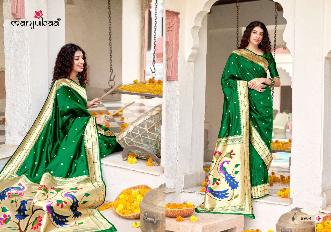 MADHUSHALA PAITHANI BY MANJUBAA CLOTHING 6901 TO 6908 SERIES INDIAN TRADITIONAL WEAR COLLECTION BEAUTIFUL STYLISH FANCY COLORFUL PARTY WEAR & OCCASIONAL WEAR FANCY SAREES AT WHOLESALE PRICE