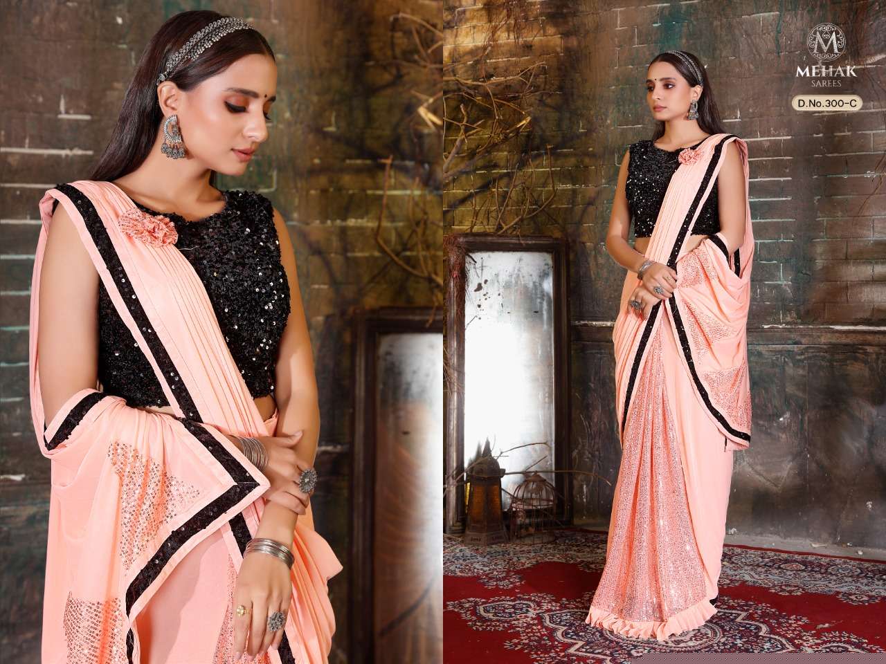 MEHAK 300 COLOURS BY MEHAK 300-A TO 300-I SERIES INDIAN TRADITIONAL WEAR COLLECTION BEAUTIFUL STYLISH FANCY COLORFUL PARTY WEAR & OCCASIONAL WEAR LYCRA SAREES AT WHOLESALE PRICE