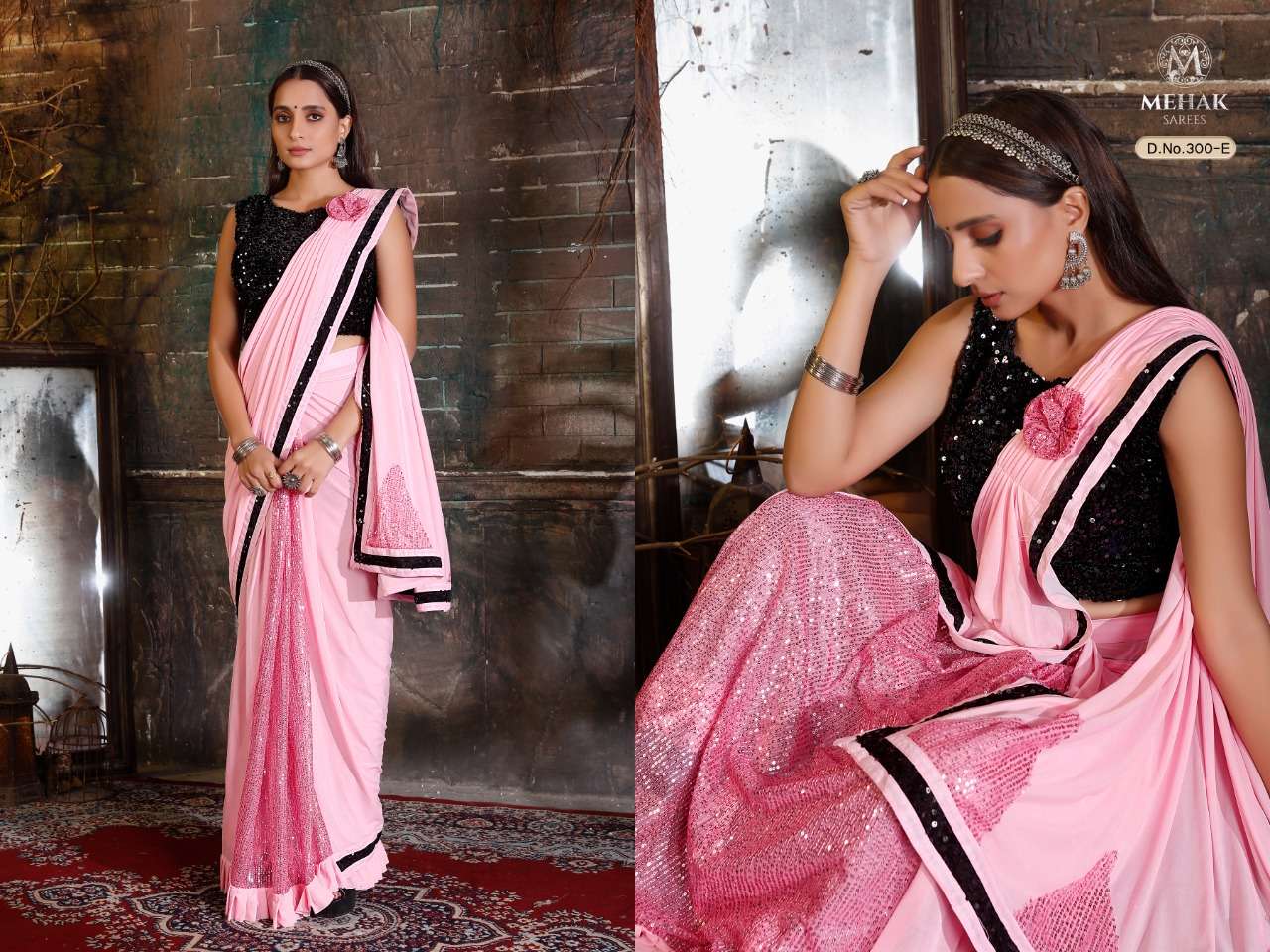 MEHAK 300 COLOURS BY MEHAK 300-A TO 300-I SERIES INDIAN TRADITIONAL WEAR COLLECTION BEAUTIFUL STYLISH FANCY COLORFUL PARTY WEAR & OCCASIONAL WEAR LYCRA SAREES AT WHOLESALE PRICE