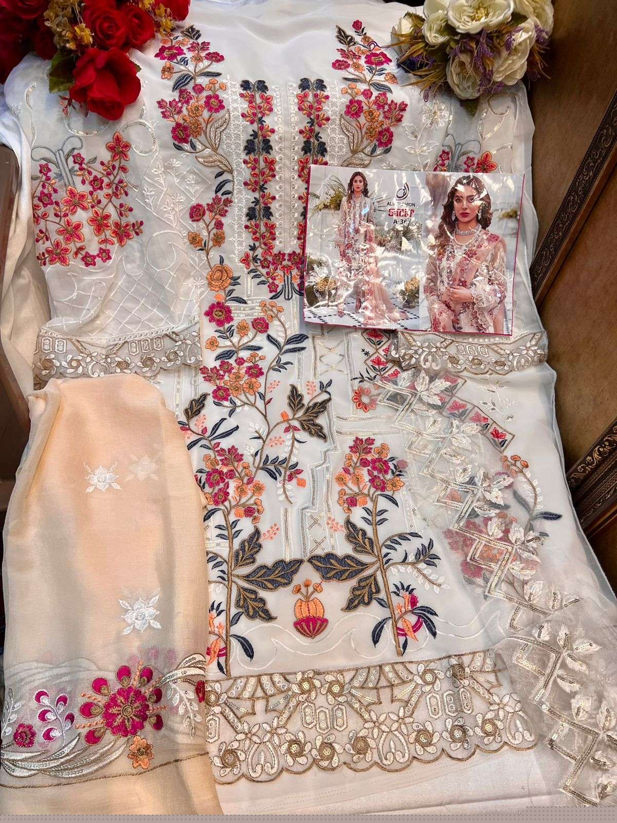 SADAF BY ALIF FASHION DESIGNER PAKISTANI SUITS BEAUTIFUL STYLISH FANCY COLORFUL PARTY WEAR & OCCASIONAL WEAR HEAVY GEORGETTE EMBROIDERY DRESSES AT WHOLESALE PRICE