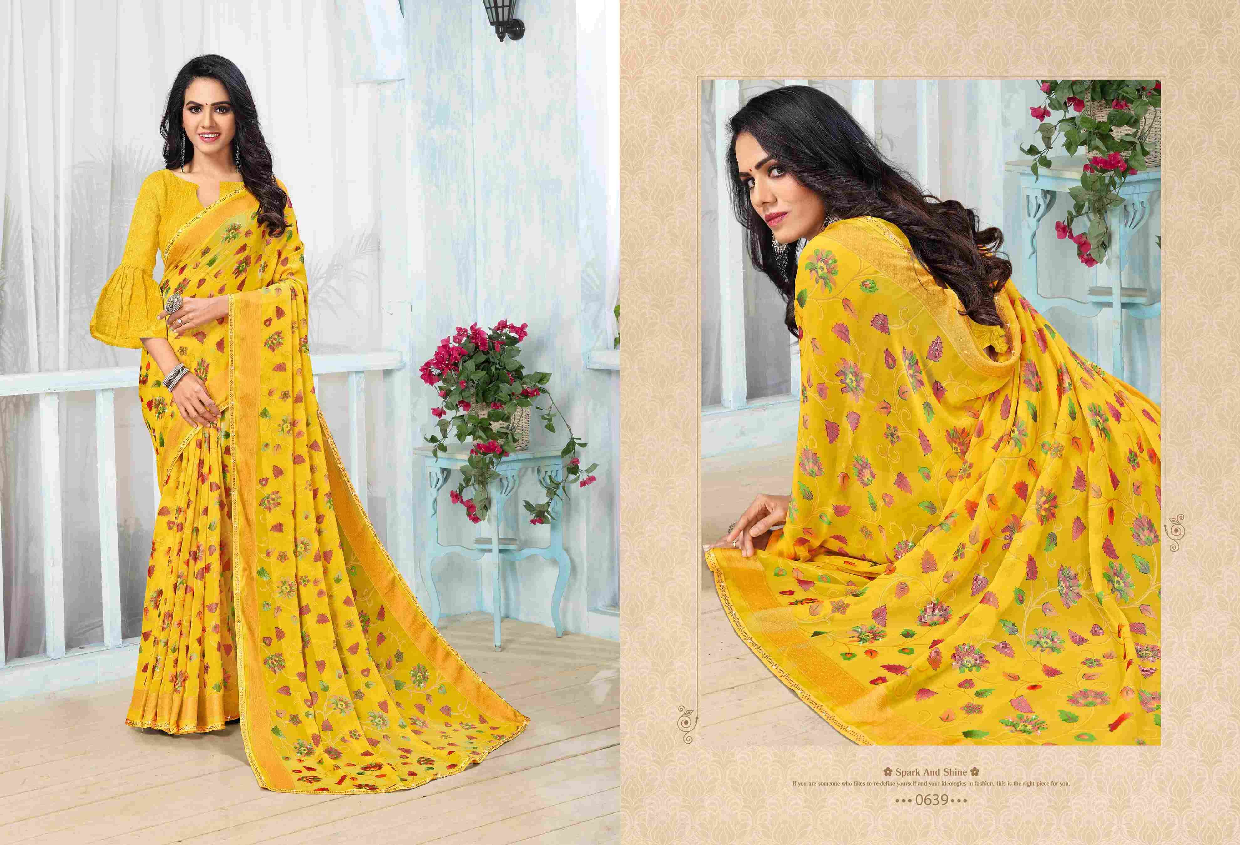 KANCHANA BY BARGAD INDIAN TRADITIONAL WEAR COLLECTION BEAUTIFUL STYLISH FANCY COLORFUL PARTY WEAR & OCCASIONAL WEAR BRASSO PRINT SAREES AT WHOLESALE PRICE