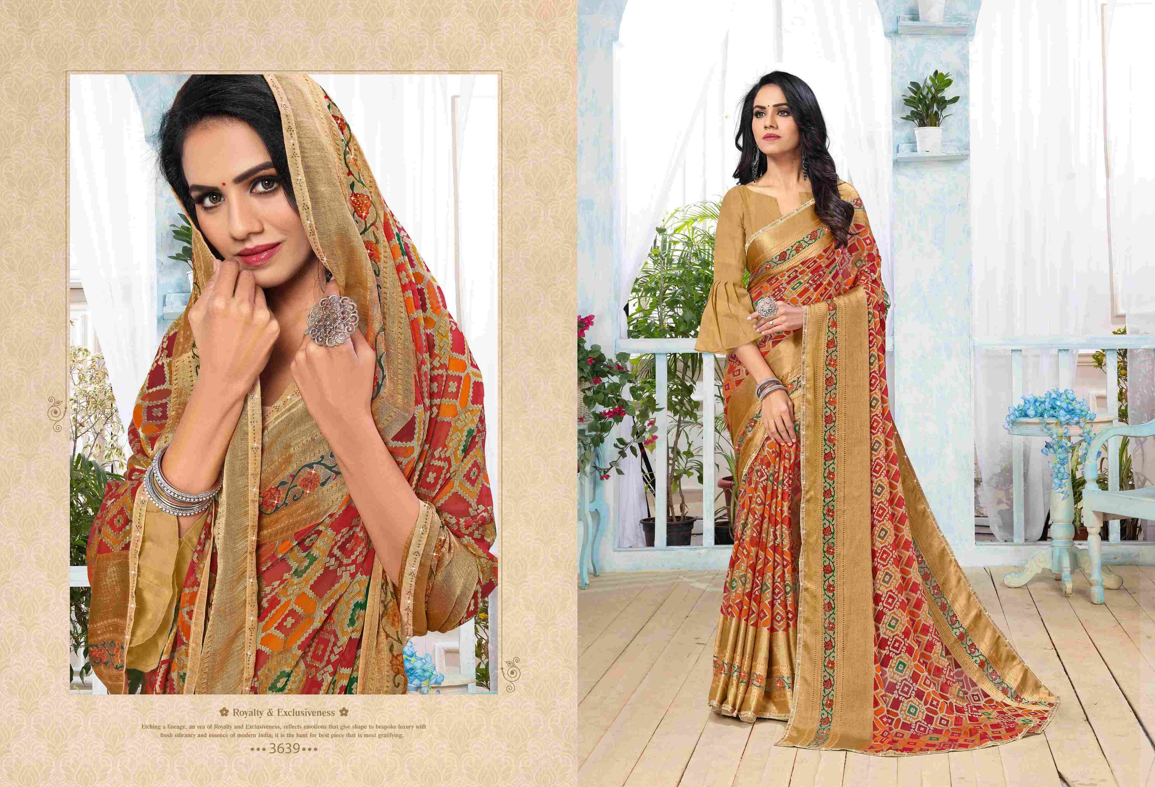 KANCHANA BY BARGAD INDIAN TRADITIONAL WEAR COLLECTION BEAUTIFUL STYLISH FANCY COLORFUL PARTY WEAR & OCCASIONAL WEAR BRASSO PRINT SAREES AT WHOLESALE PRICE