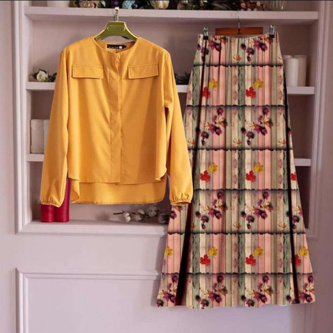 VD-804-3229 BY KAAMIRI 01 TO 09 SERIES BEAUTIFUL COLOURFUL STYLISH DESIGNER PRINTED CASUAL WEAR READY TO WEAR SLUB COTTON TUNIC TOP AND SKIRT AT WHOLESALE PRICE