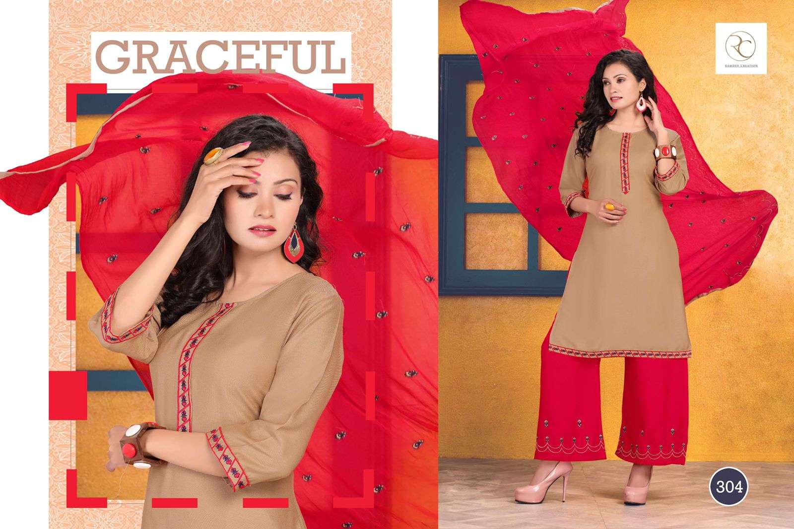 SAWARIYA VOL-1 BY RC 301 TO 308 SERIES BEAUTIFUL SHARARA SUITS COLORFUL STYLISH FANCY CASUAL WEAR & ETHNIC WEAR RAYON EMBROIDERED DRESSES AT WHOLESALE PRICE