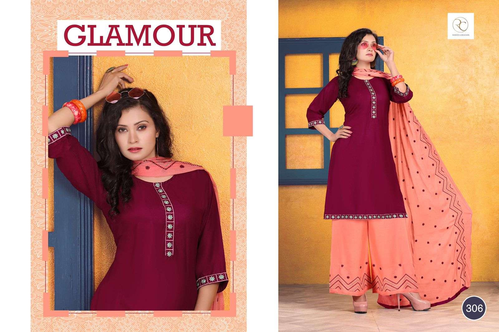 SAWARIYA VOL-1 BY RC 301 TO 308 SERIES BEAUTIFUL SHARARA SUITS COLORFUL STYLISH FANCY CASUAL WEAR & ETHNIC WEAR RAYON EMBROIDERED DRESSES AT WHOLESALE PRICE